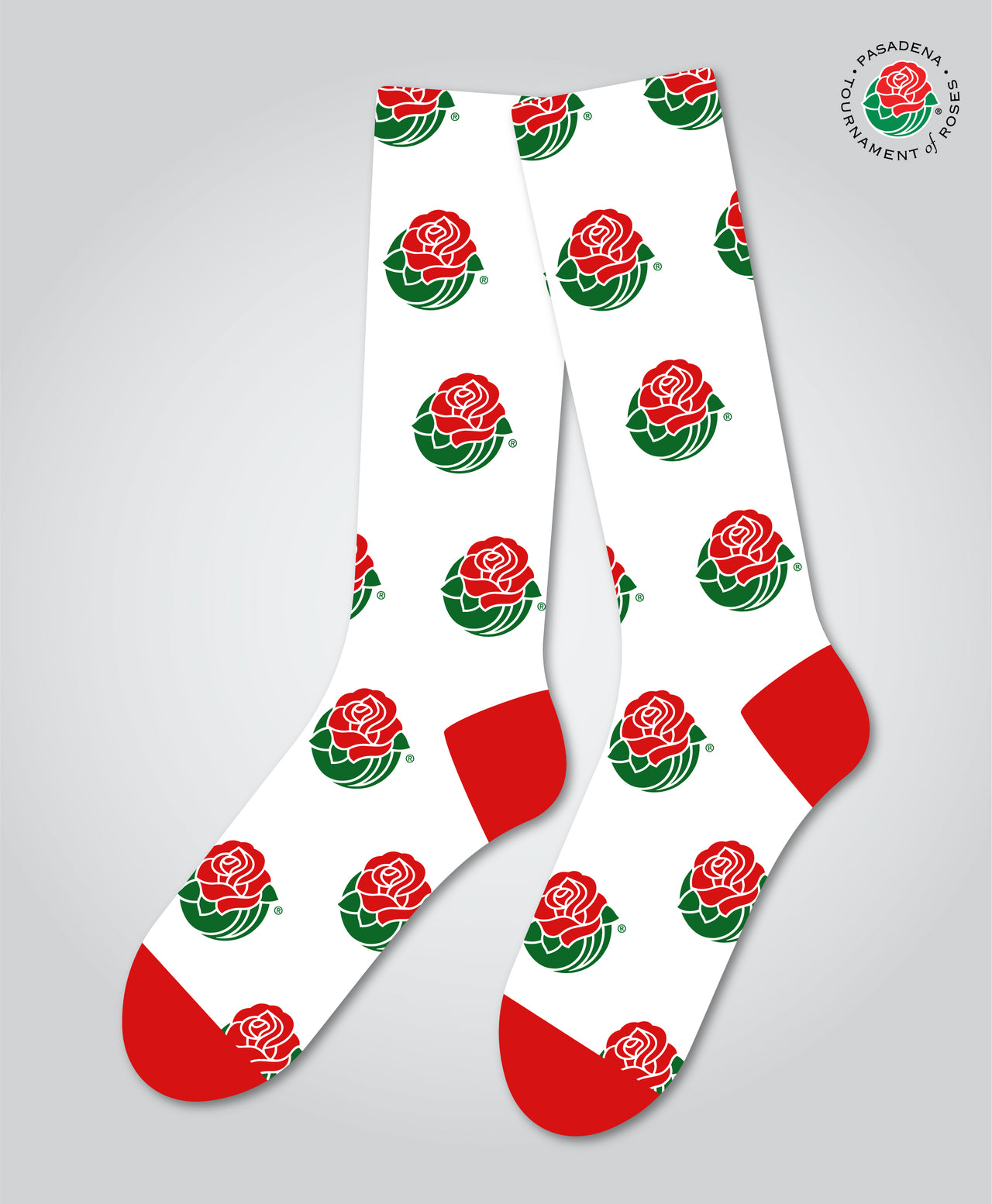 Socks, Rose Icon, White/Red