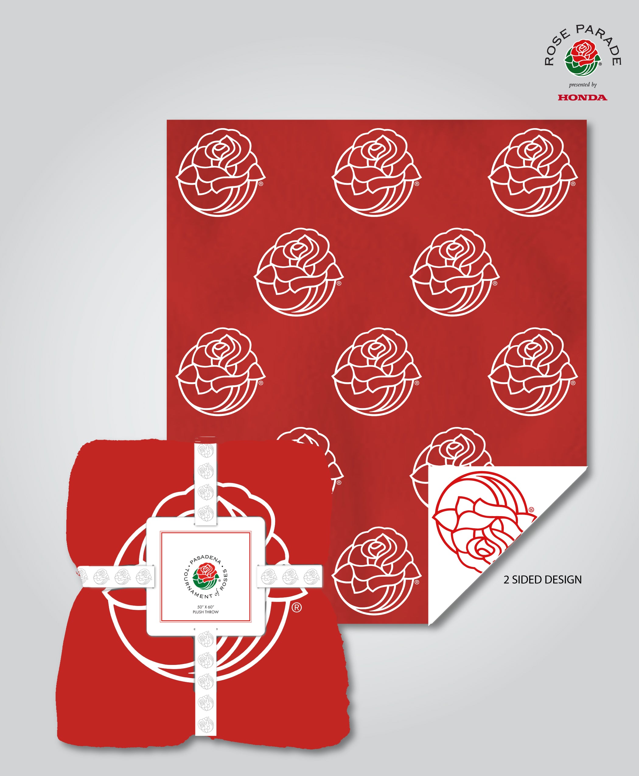 Premium Fleece Throw, Rose Icon, Red/White