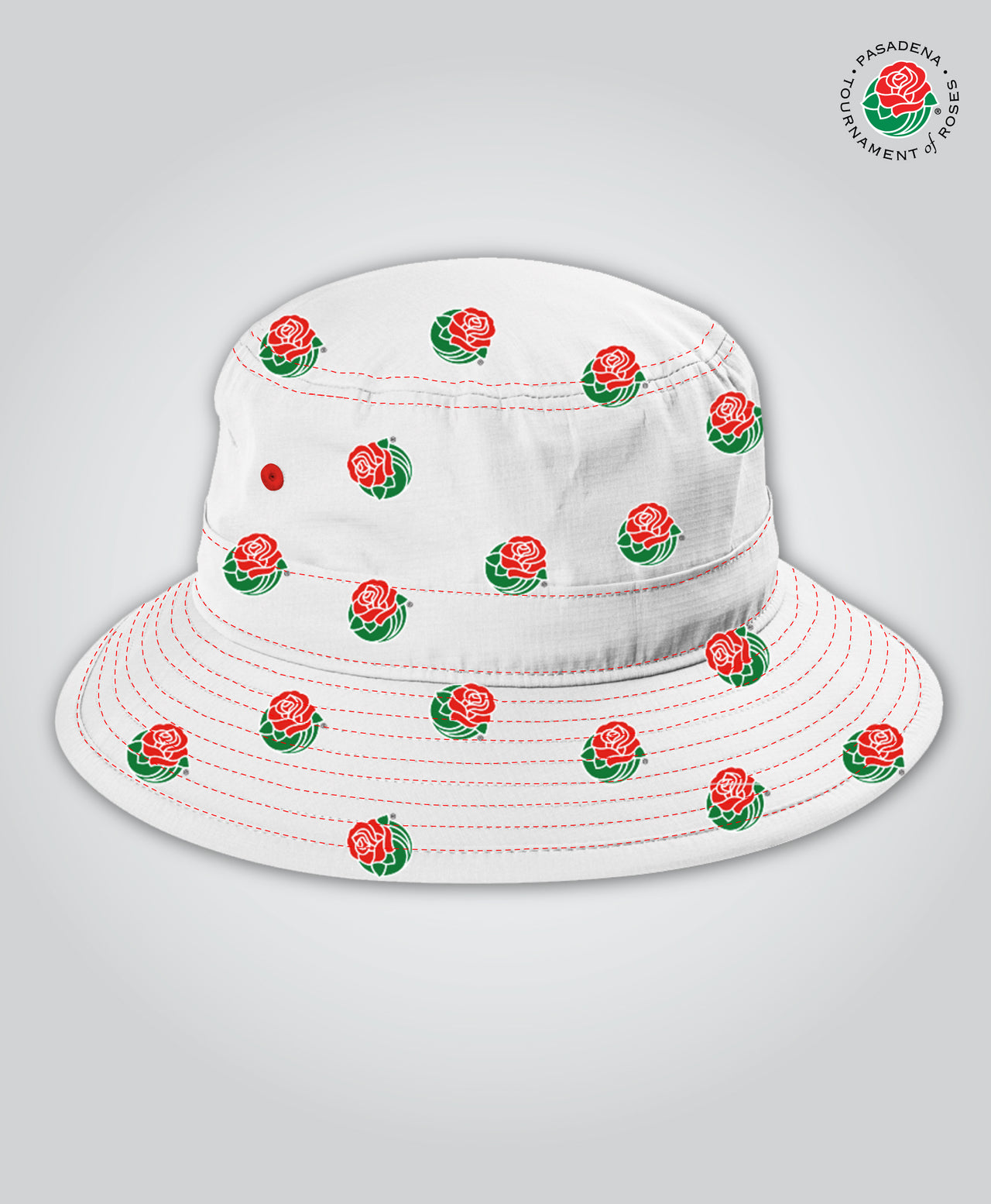 Bucket Hat, Rose Icon, White