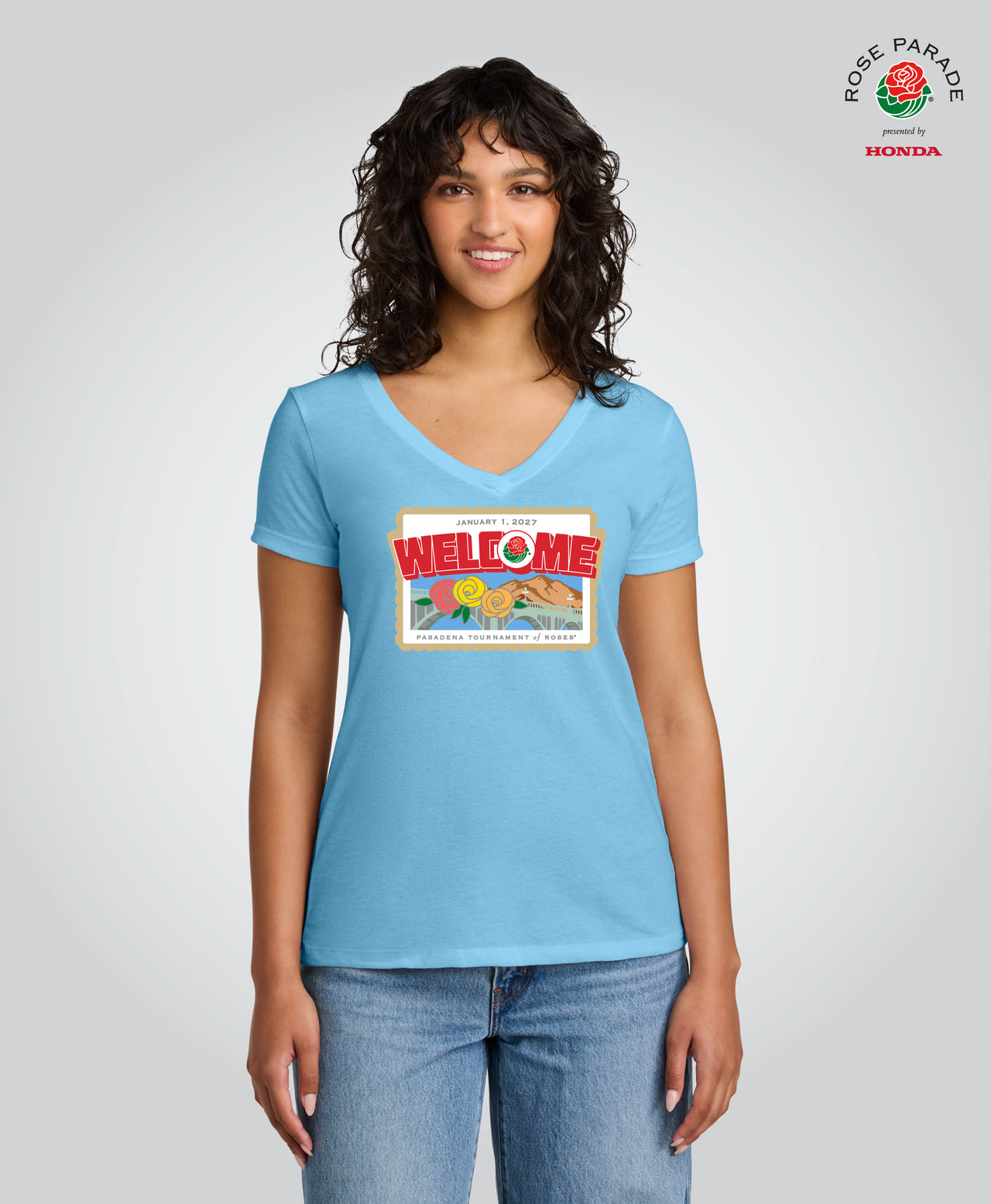 Rose Parade® 2027 Ladies Theme Tee, Cancun Blue