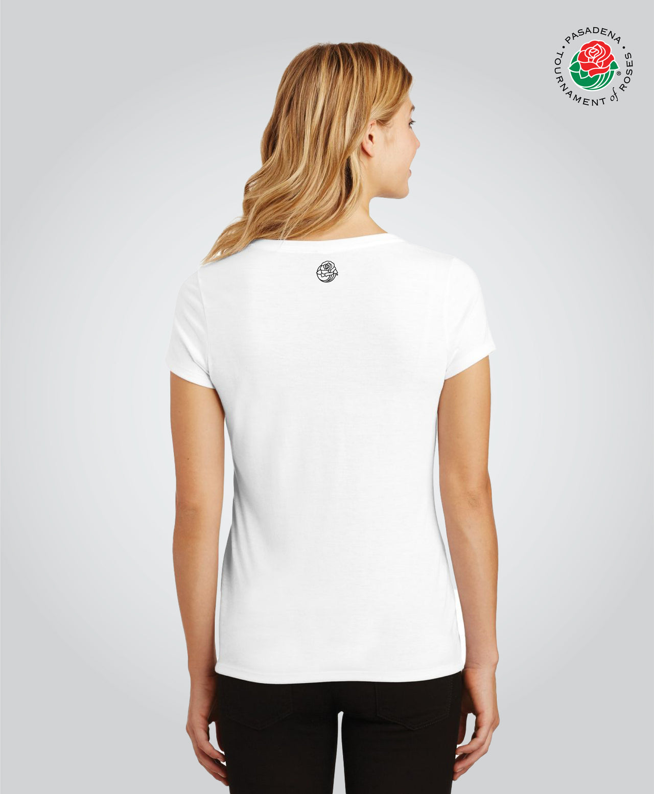Ladies V-Neck Tee, TOR Logo, White
