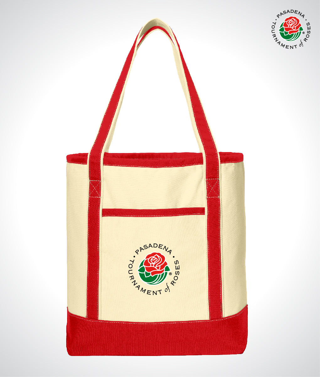 Medium Canvas Tote, Natural/Red