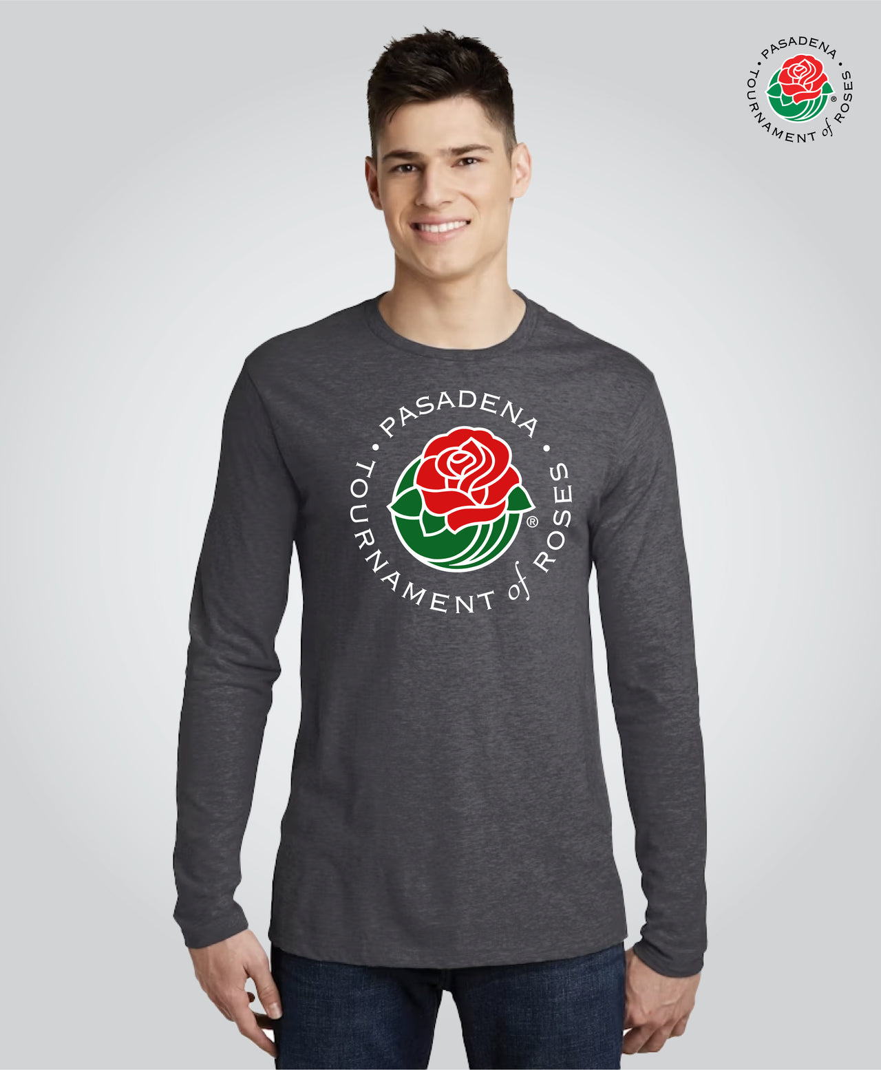 Oversized Logo LS Tee, Charcoal Heather