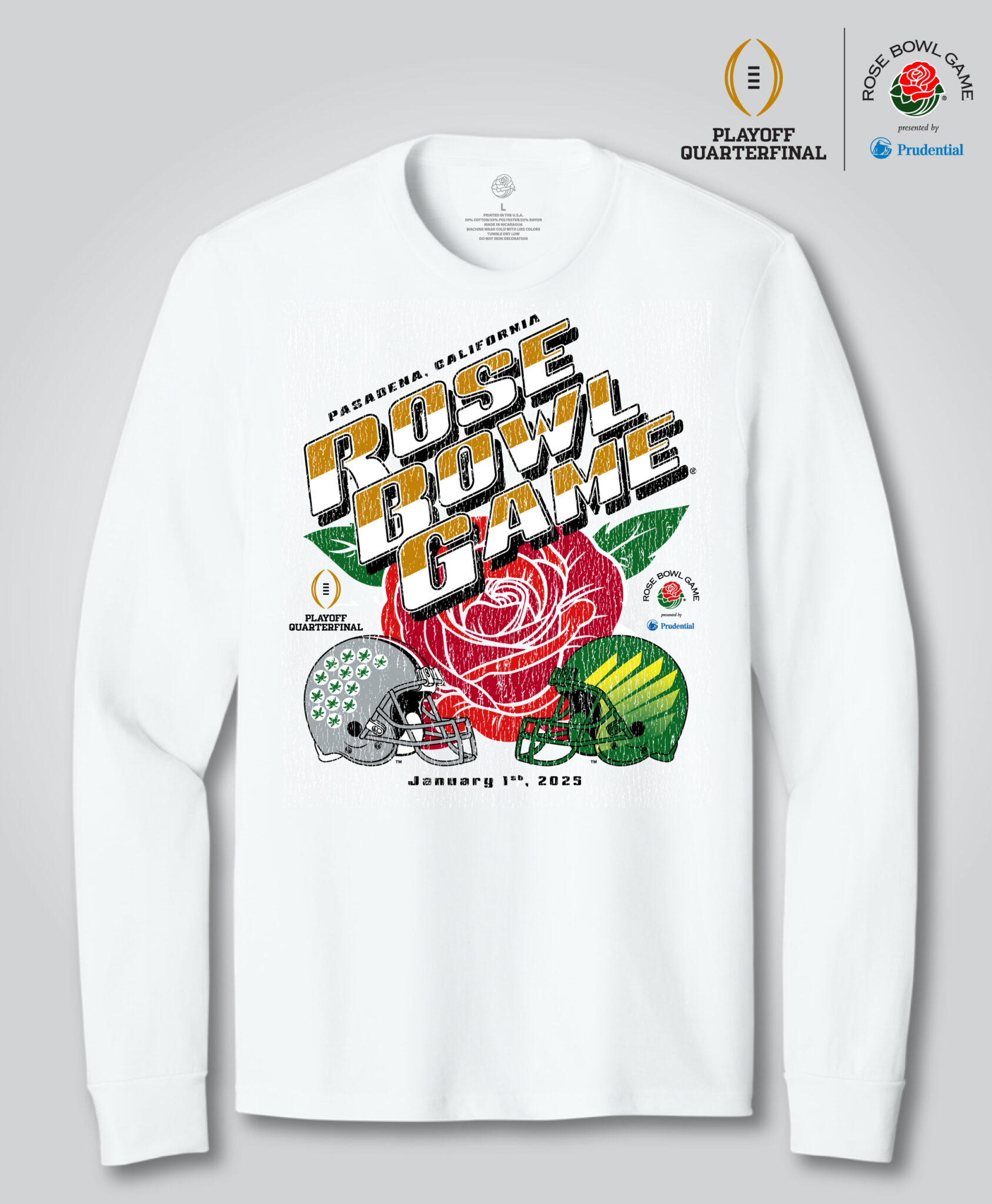 2025 Rose Bowl Game Vintage Dual Team Long Sleeve Tee White Shop