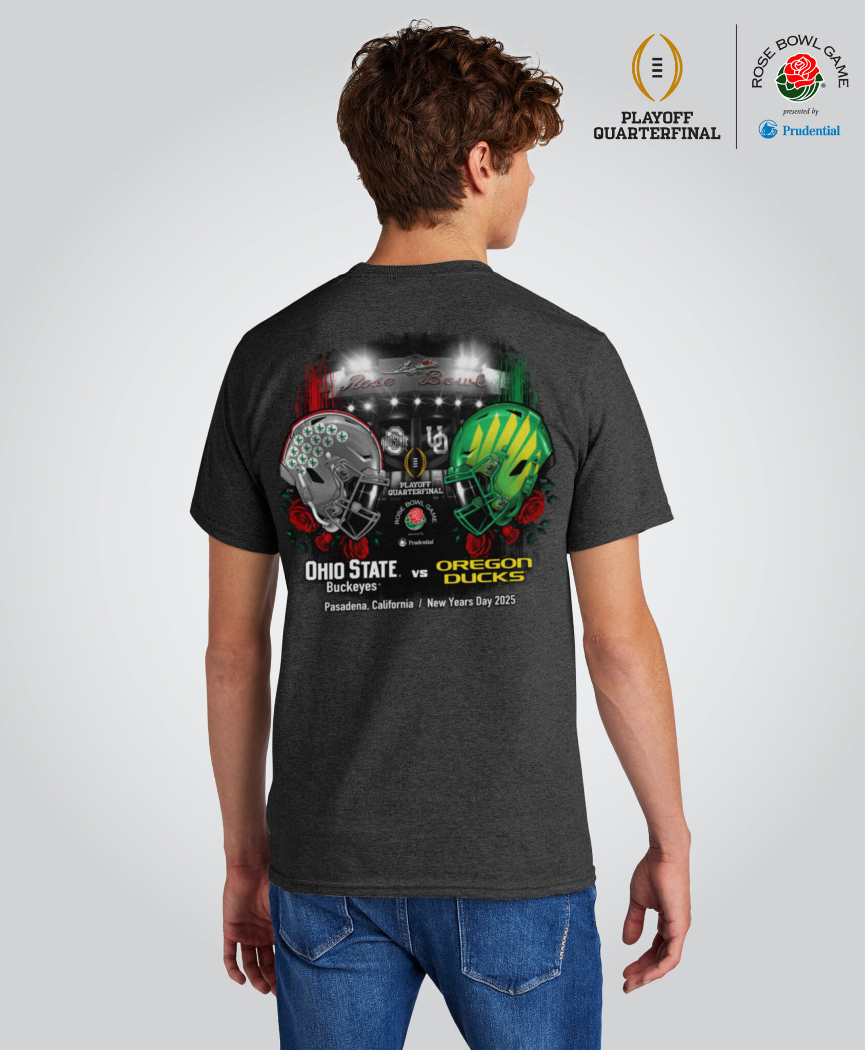 2025 Rose Bowl Game Dual Team Tee, Charcoal Heather Shop Tournament