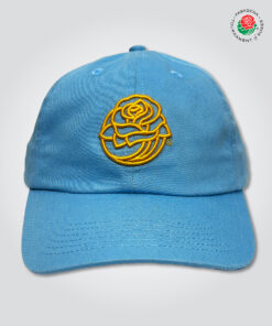 Rose Icon Unstructured Cap, Light Blue & Gold